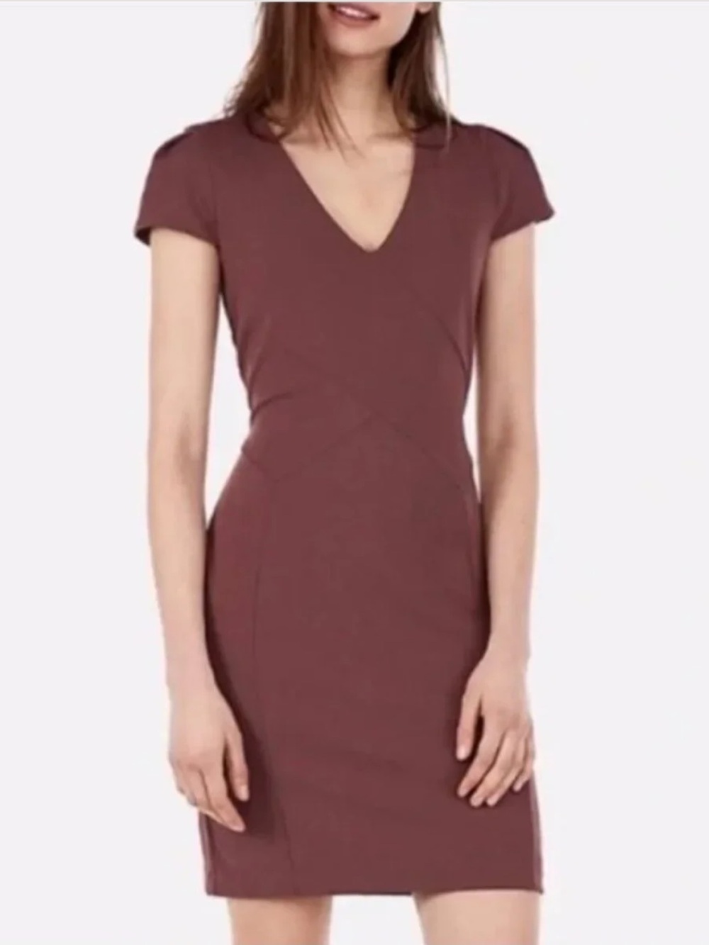 Express Dusty Rose V-Neck Sheath Dress